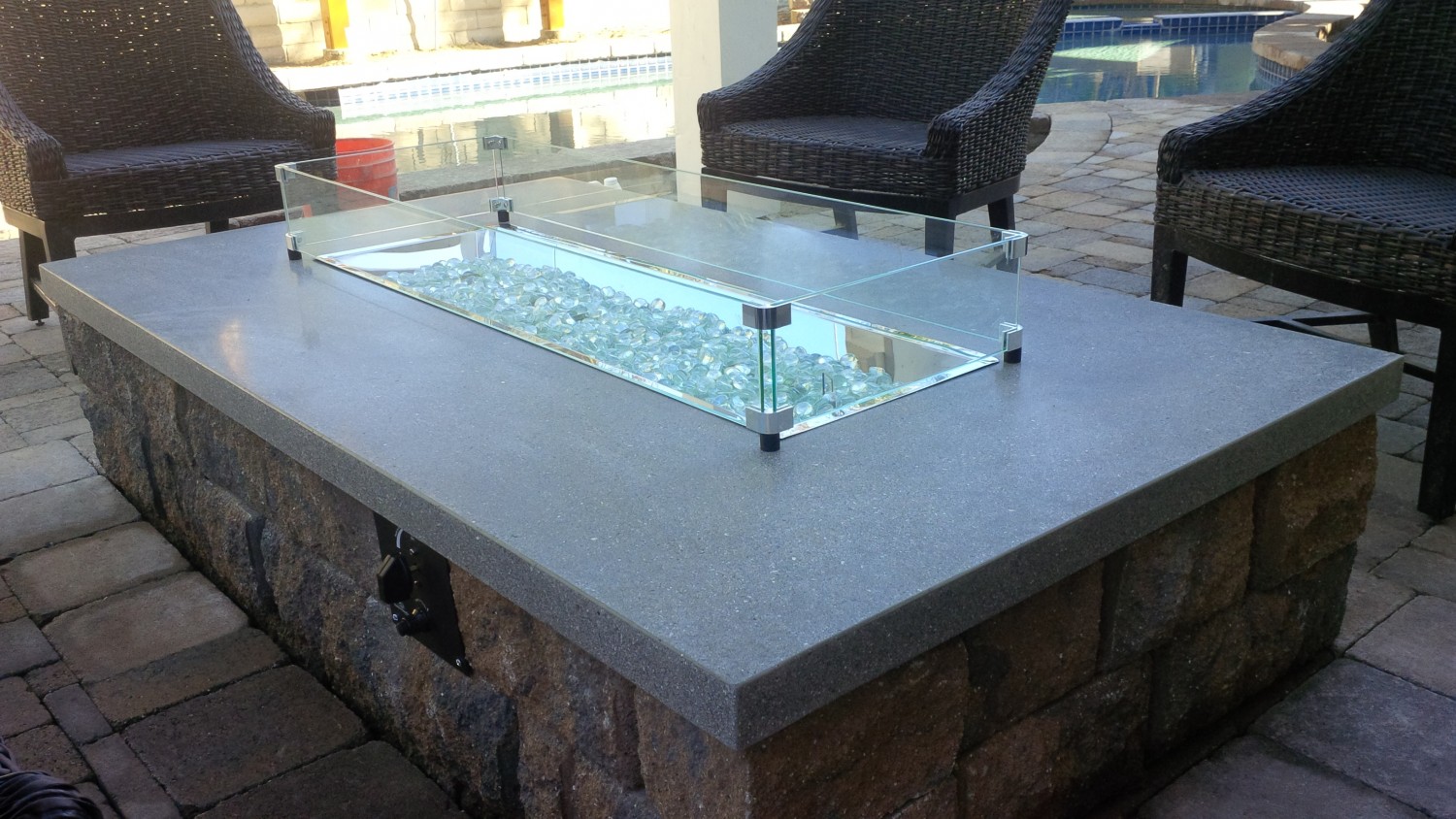 Fire Custom Industries, Outdoor Fire Pit With Glass Rocks