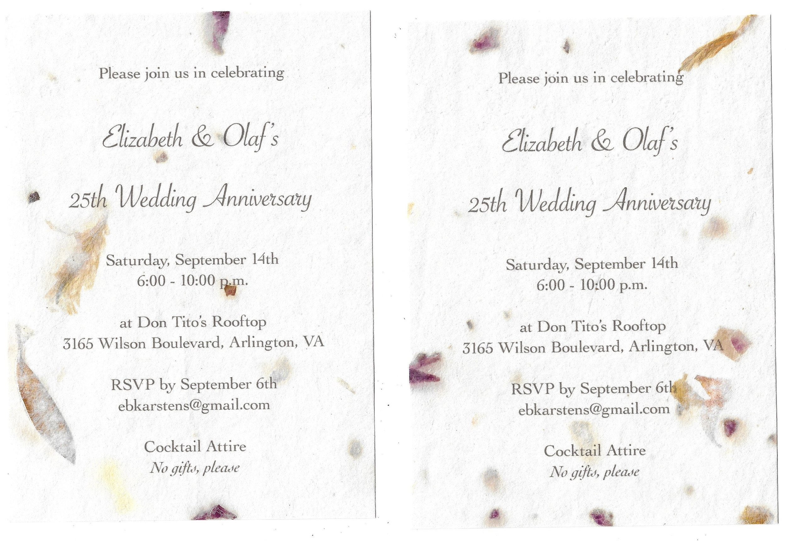 anniversary invitations for Elizabeth & Olaf