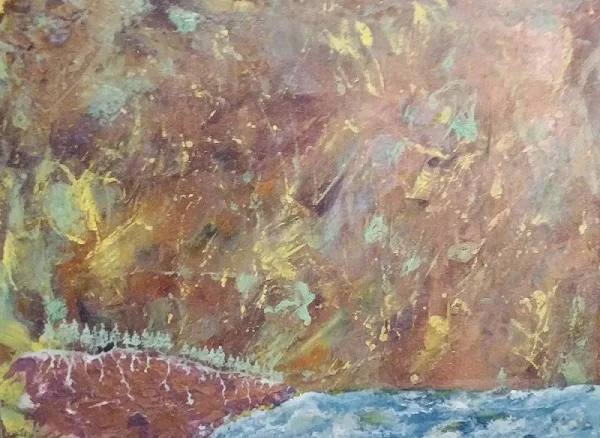 Falling Stars Sternenfall trees gods pray faces spirits Giancarlo Ginocchio Atlanta semi abstract fine art trees mixed media acrylic oil paintings artwork gcg painting pieces gallery ATL landscape
