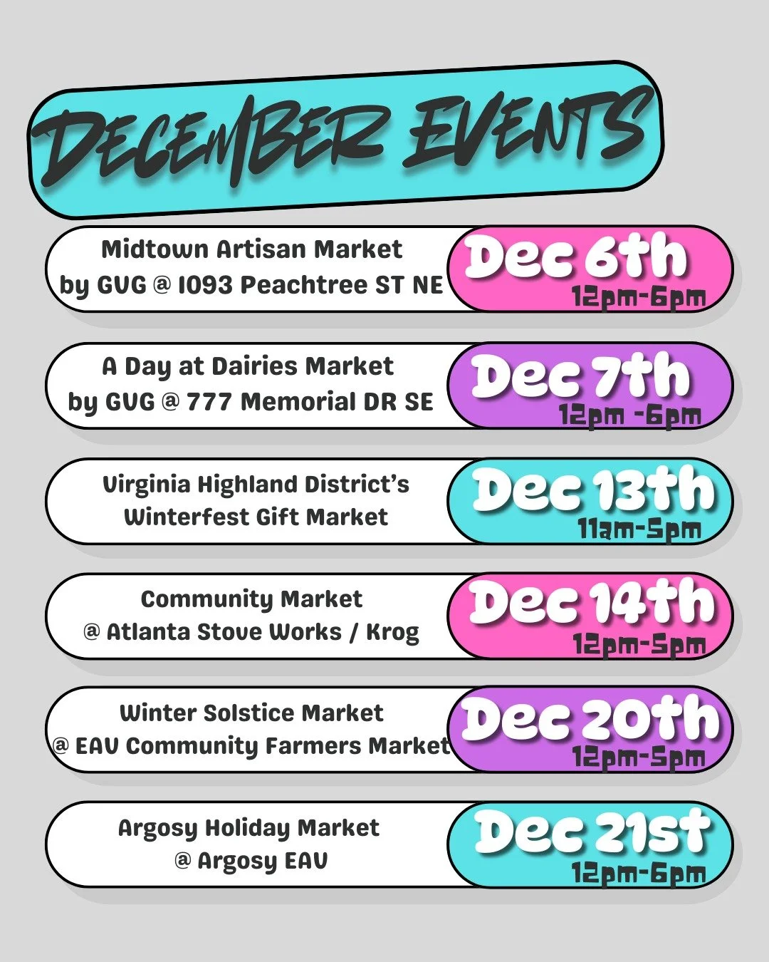 Whoa, it's a Thanksgiving miracle! The December event flyer for Bex Pottery has finally arrived! 

These are your last chances to grab something from me before the holidays arrive and I turn into a hibernation/experimentation goblin in January and le