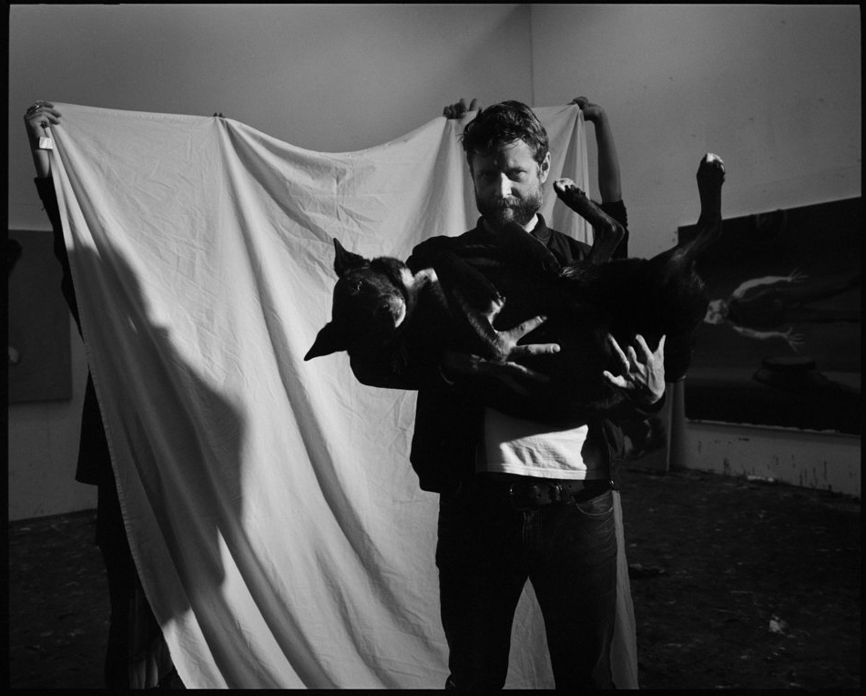 Artist Ben Quilty with his dog Betsy, 2016.