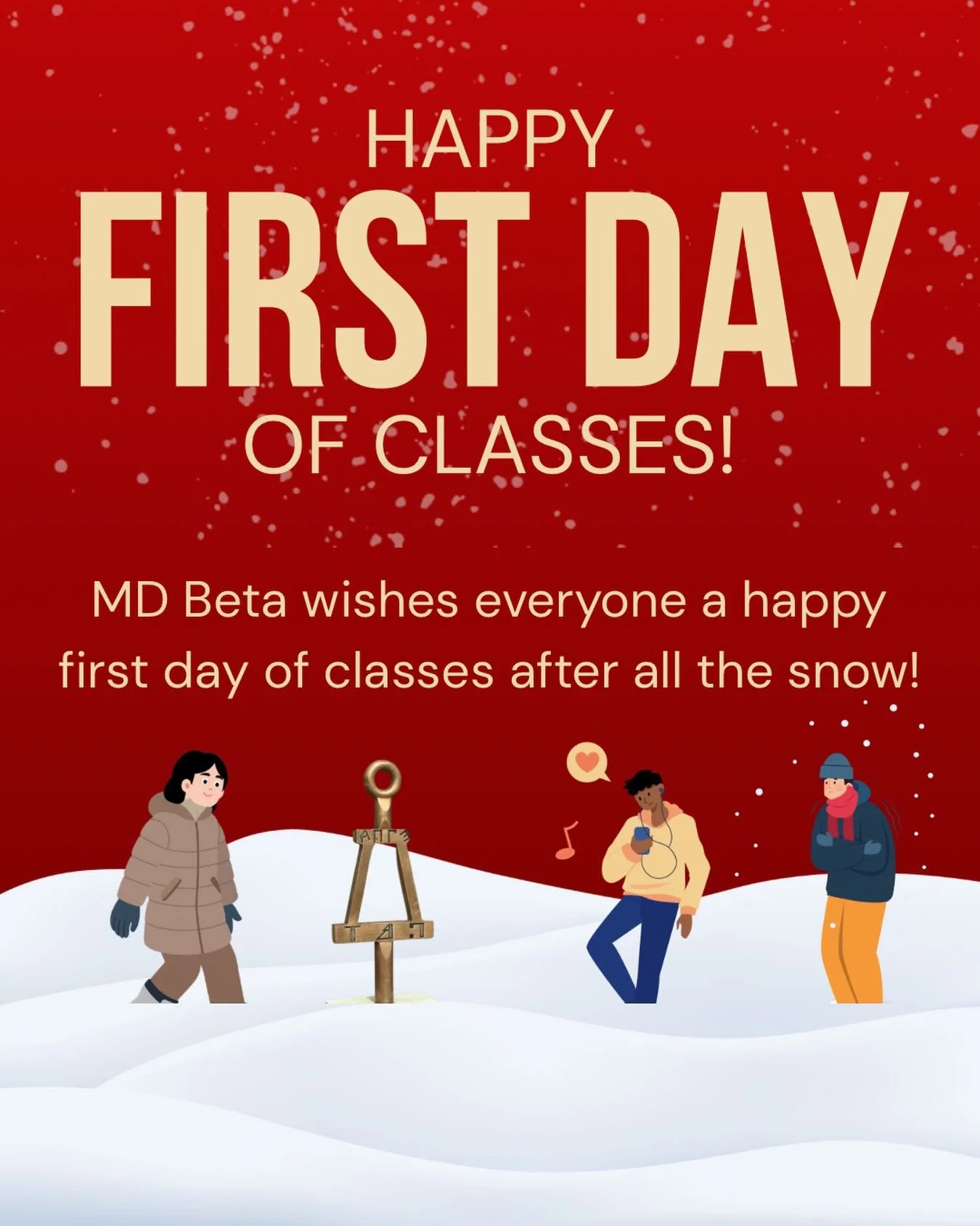 Happy first in person day of classes Terps! Have a great start to the spring semester and stay warm!
