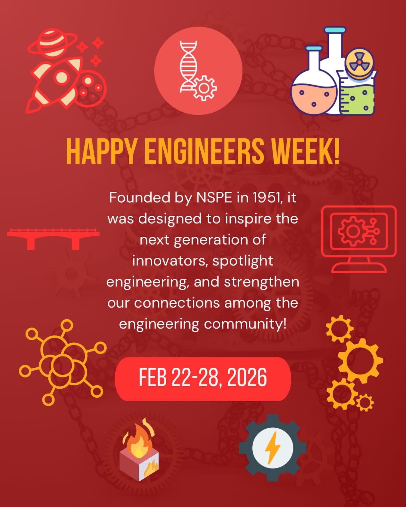 Happy EWeek, Tau Bates! Engineers Week was founded by NSPE to inspire others to work in engineering and support each other in our engineering roles!

Here are some fun facts about engineering this week:

The most popular engineering degree is Mechani