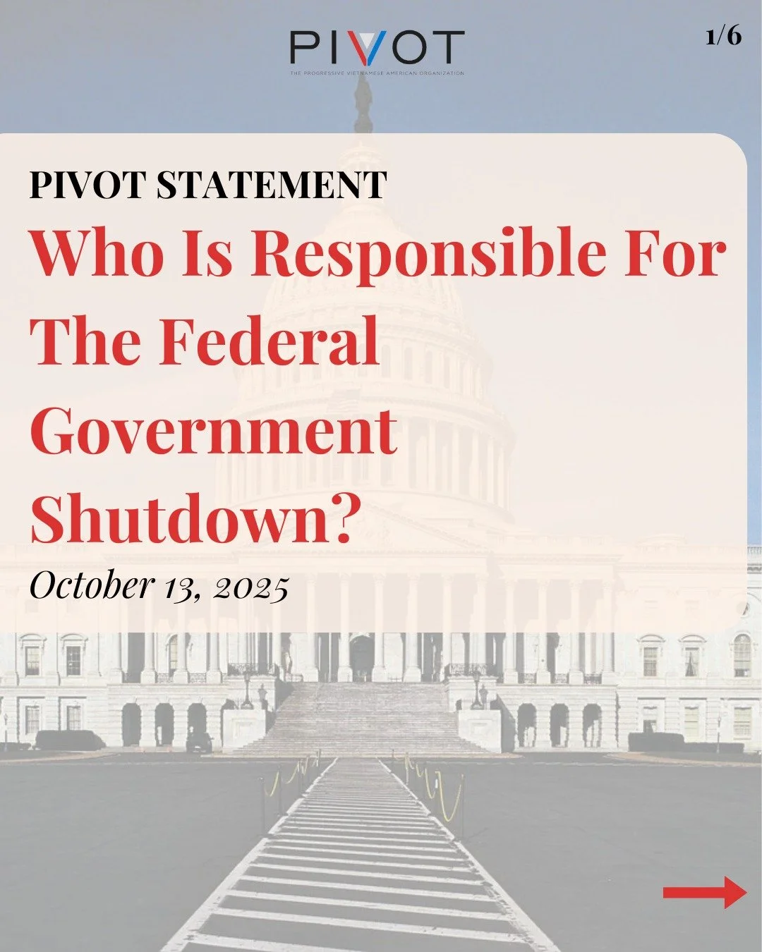 Read PIVOT's statement regarding the federal government shutdown.

Read this statement in Vietnamese at pivotnetwork.org/news.