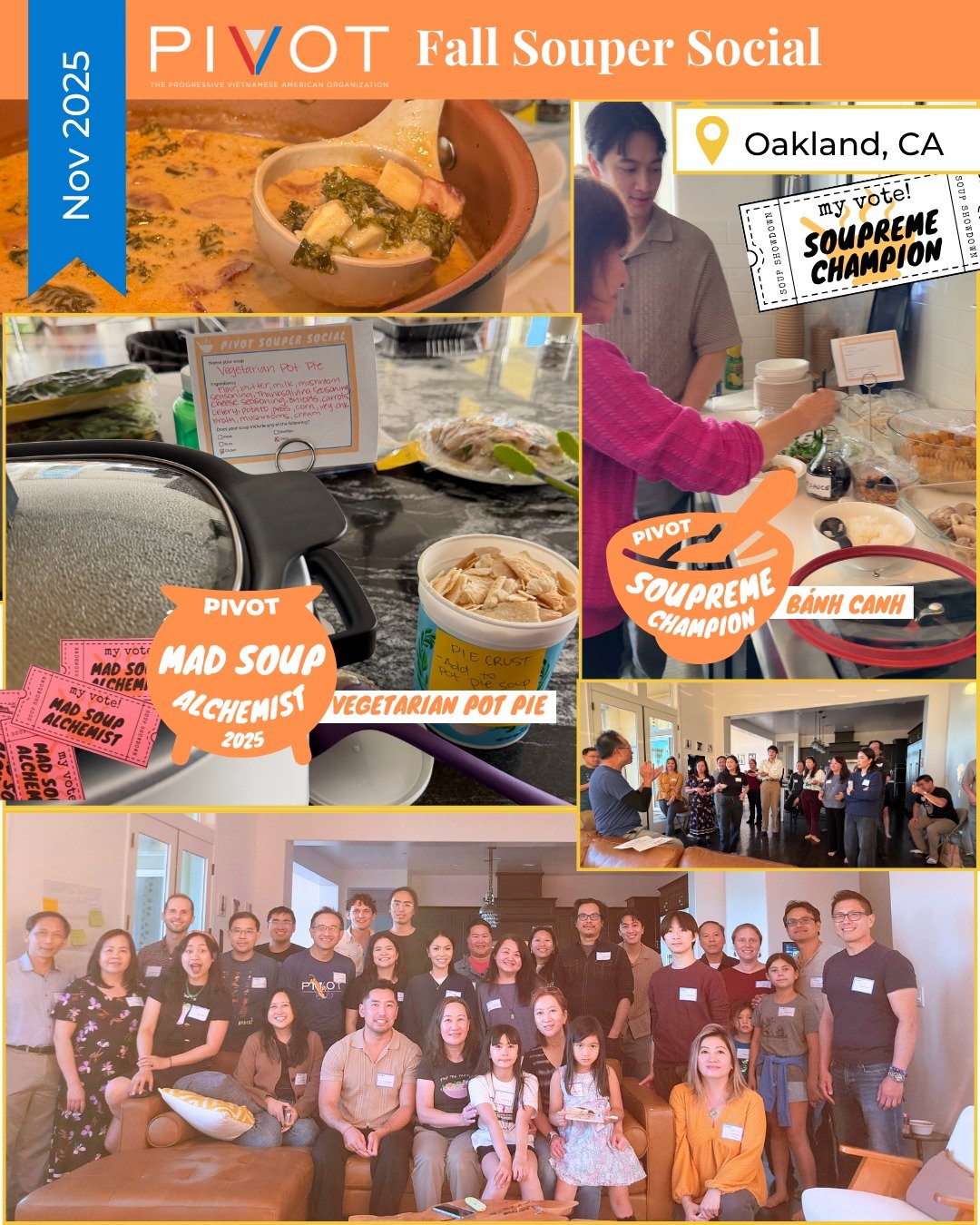 Thank you to everyone that joined us for a SOUPer time at PIVOT Bay Area's Fall Souper Social in Oakland, CA over the weekend. We had 9 delicious soups (thank you soup makers), and two coveted awards voted🗳️ on by attendees (yes, democracy in action