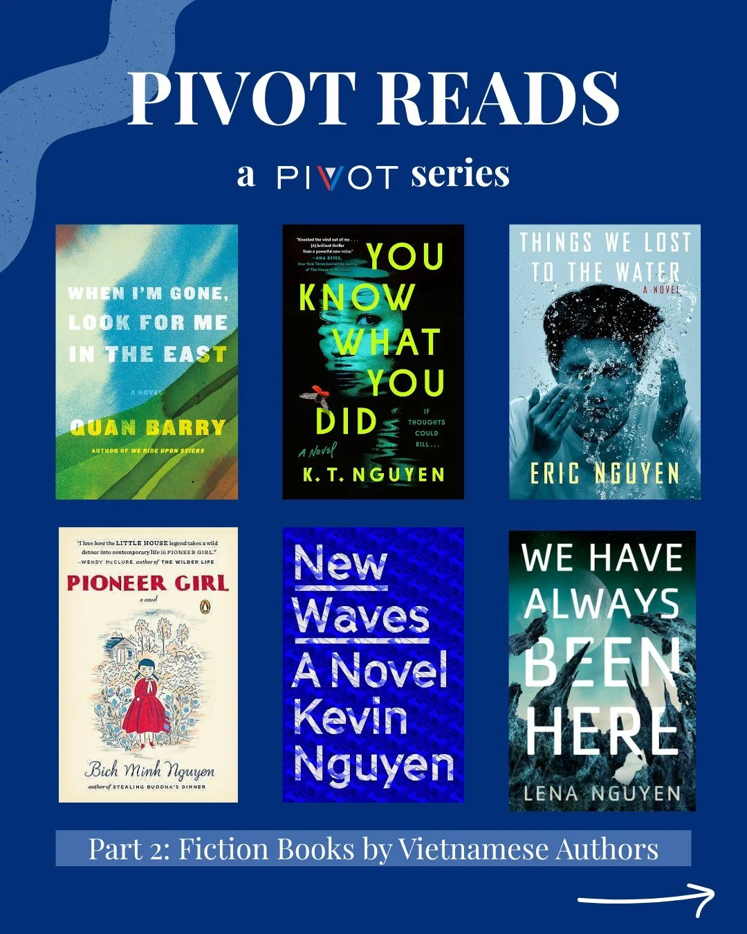A new week means a new part in the PIVOT Reads series! This week, we bring to you some fiction reads by Vietnamese American authors. There's a wide range of plots and stories in this post, so there's something for everyone to enjoy! 📝😍

Help us out
