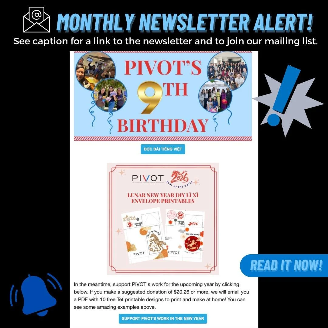 ‼️ MONTHLY NEWSLETTER ALERT ‼️

Our February newsletter has been sent out! Make sure to check your inboxes to get the latest PIVOT news and updates. View the newsletter at bit.ly/febnews-2026.

Not subscribed to our newsletter? Make sure to do so now