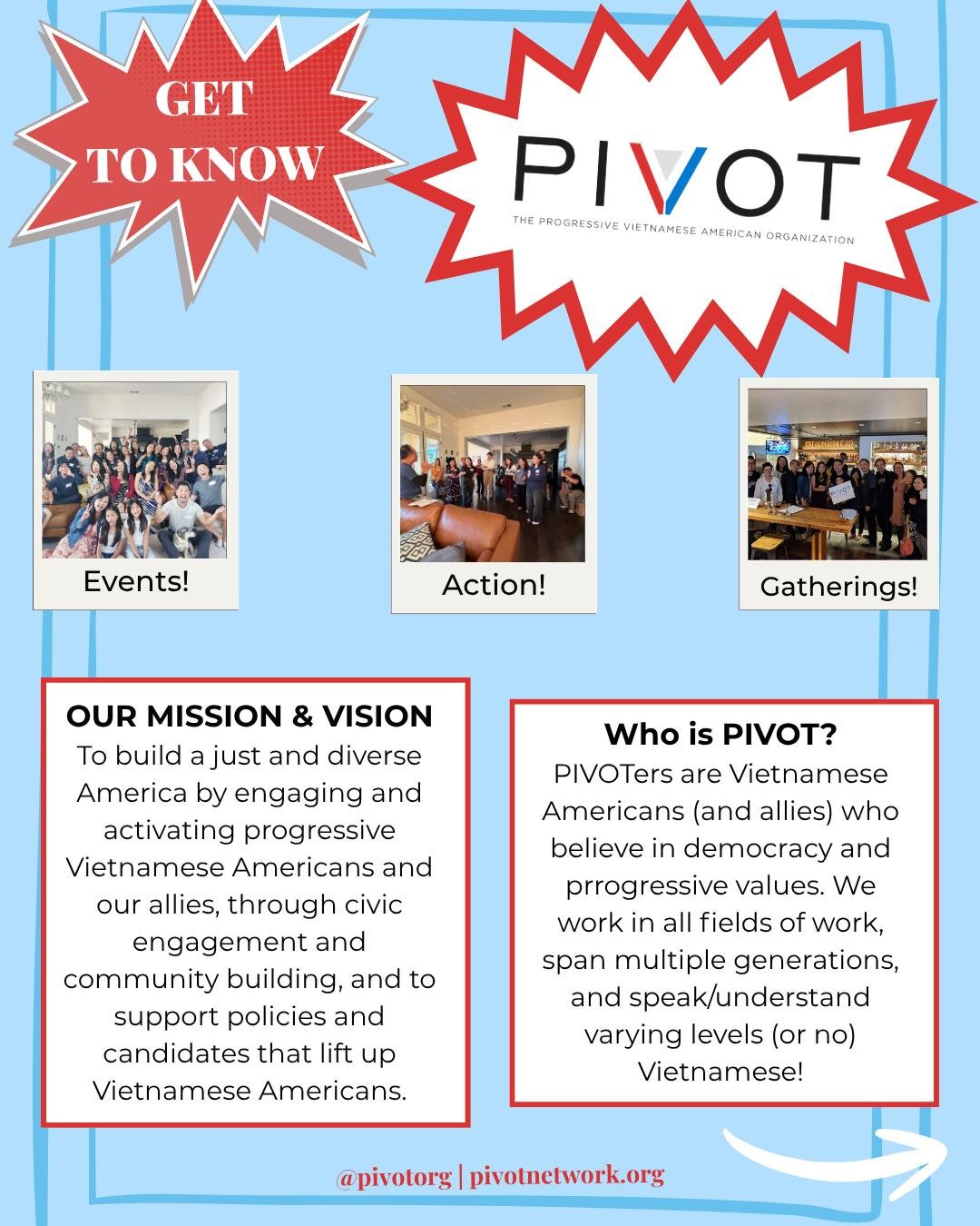 As PIVOT continues to grow and expand, we wanted to highlight PIVOT's roots and tell the story of how we came to be and who we are. Scroll through to get to know PIVOT!

#PIVOT #PIVOTOrganization #GetToKnowPIVOT