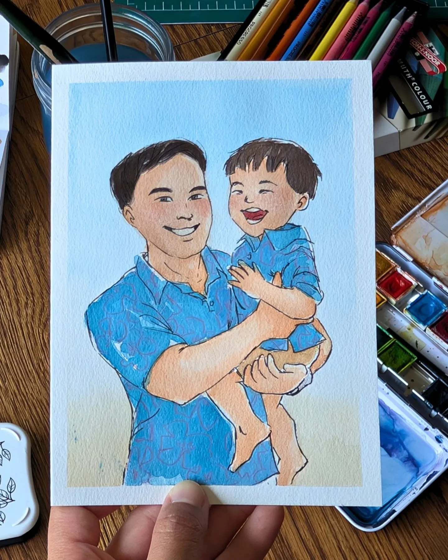 ✨ Ever notice how some memories just stick with you, warming your heart every time you think of them? Watercolor portraits do more than just bring those moments to life in a tangible way--they also invite you to step back in time, reliving the feelin