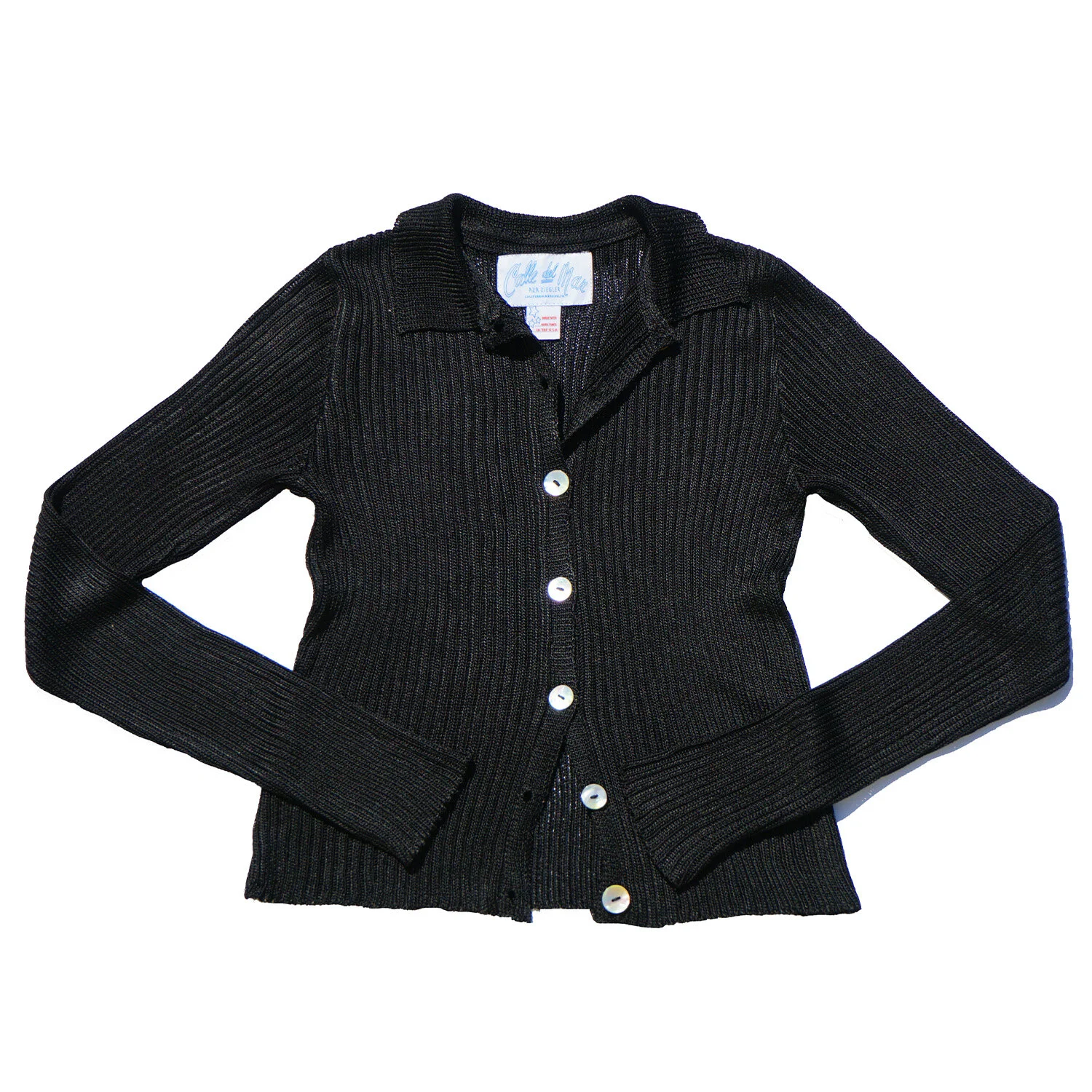 Ribbed Cardigan: Black