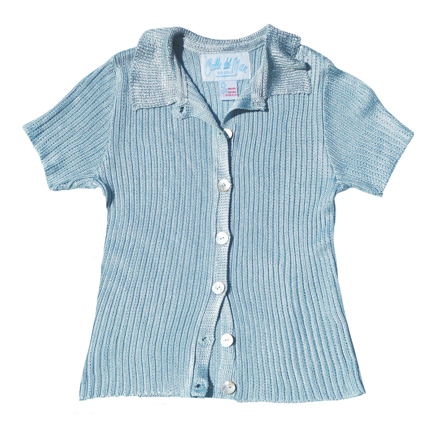 Ribbed Cardigan: Cloud Blue