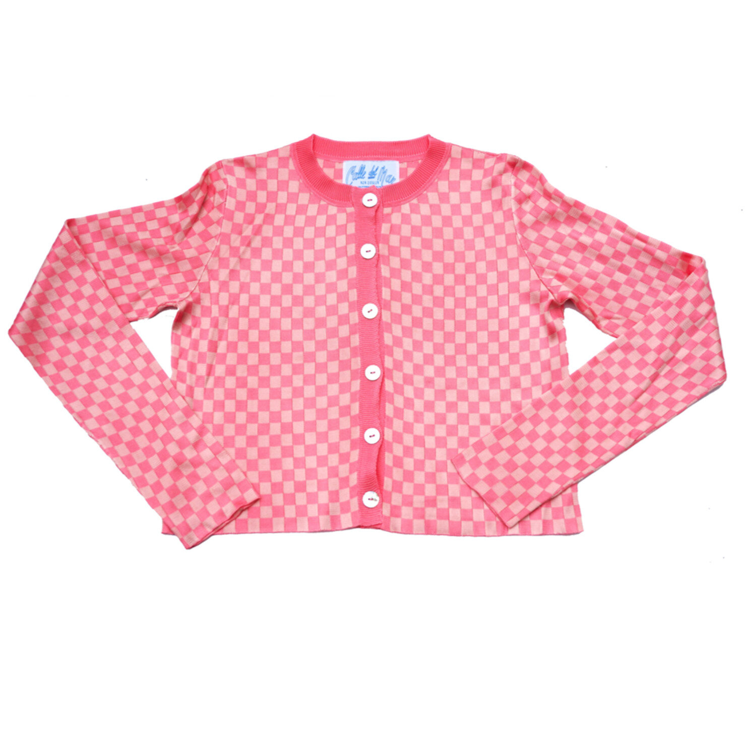 Checkered Cardigan: Pink