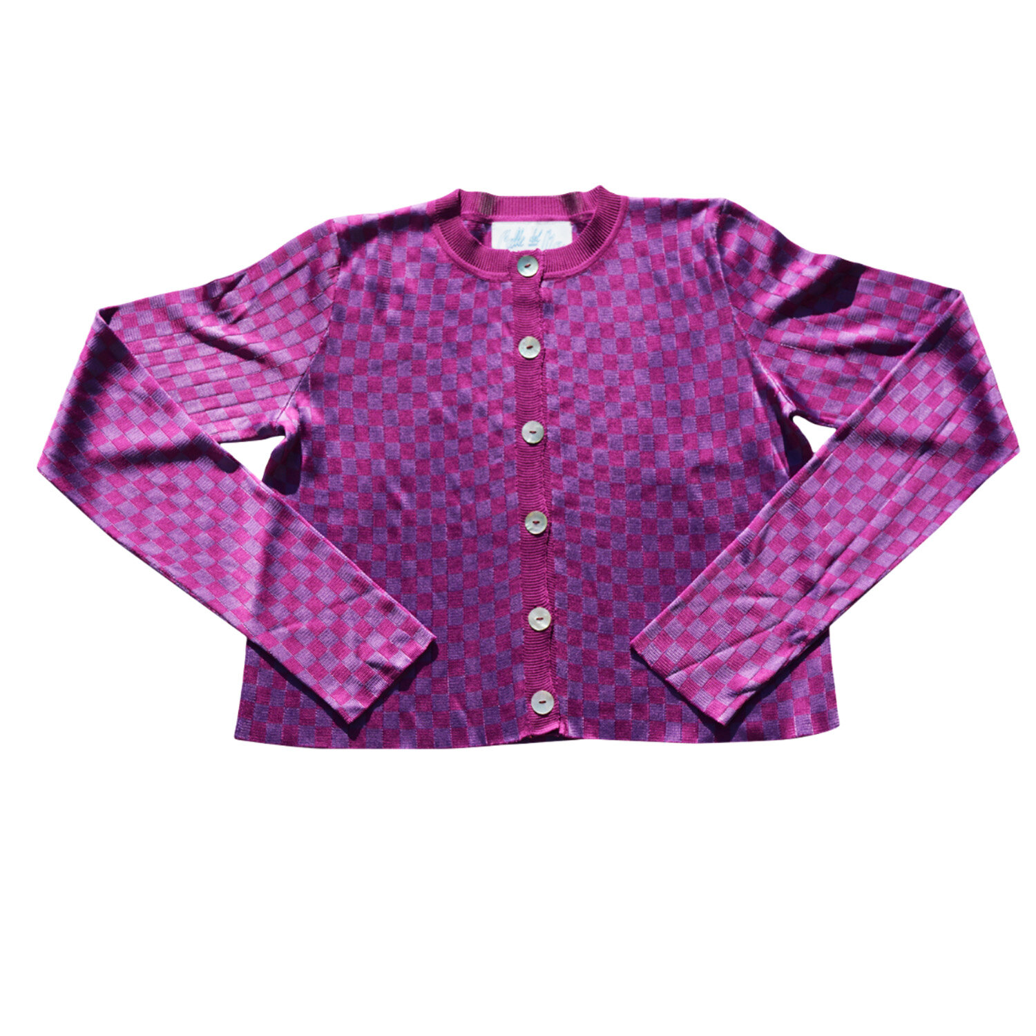 Checkered Cardigan: Purple