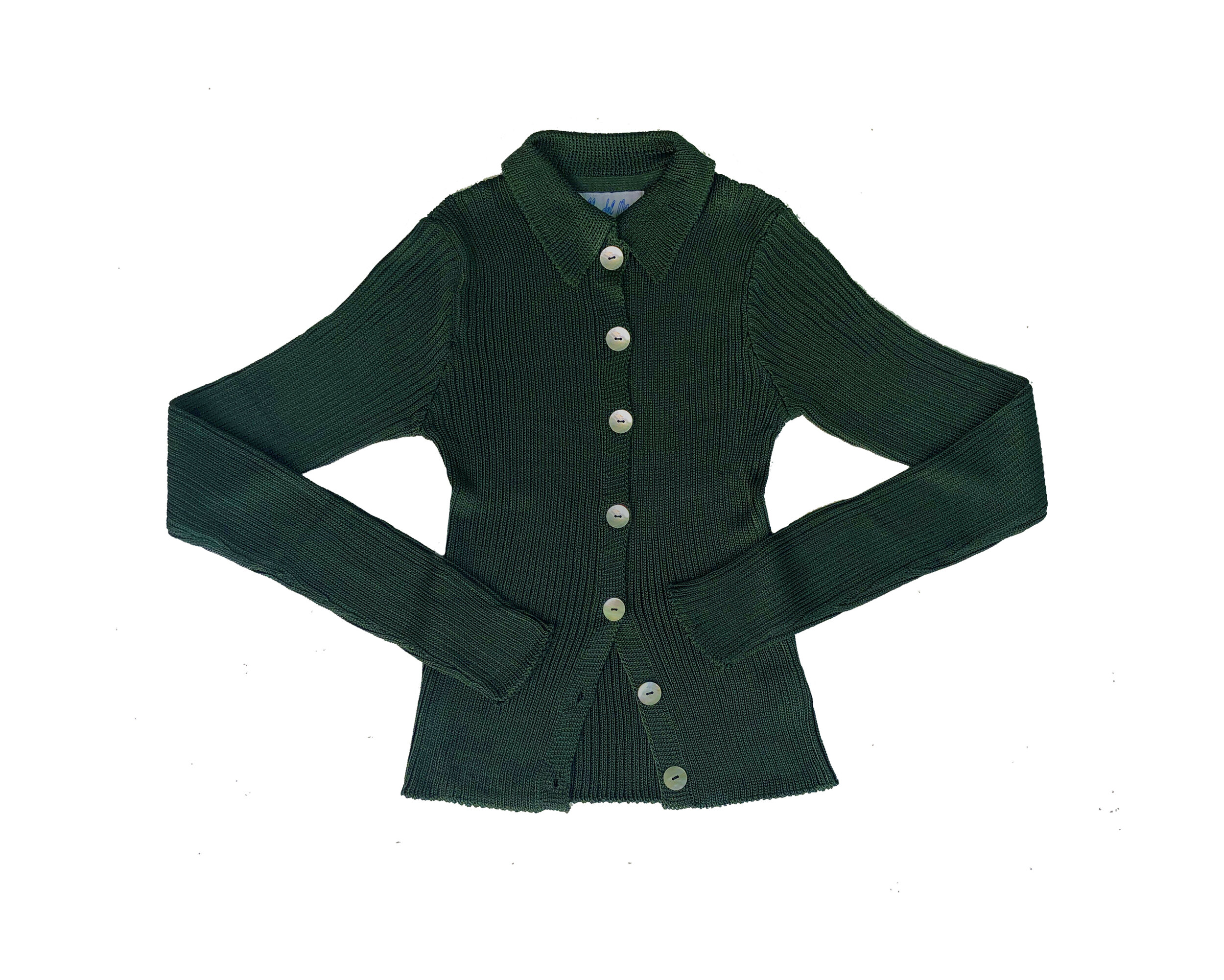 Ribbed Cardigan: Pine