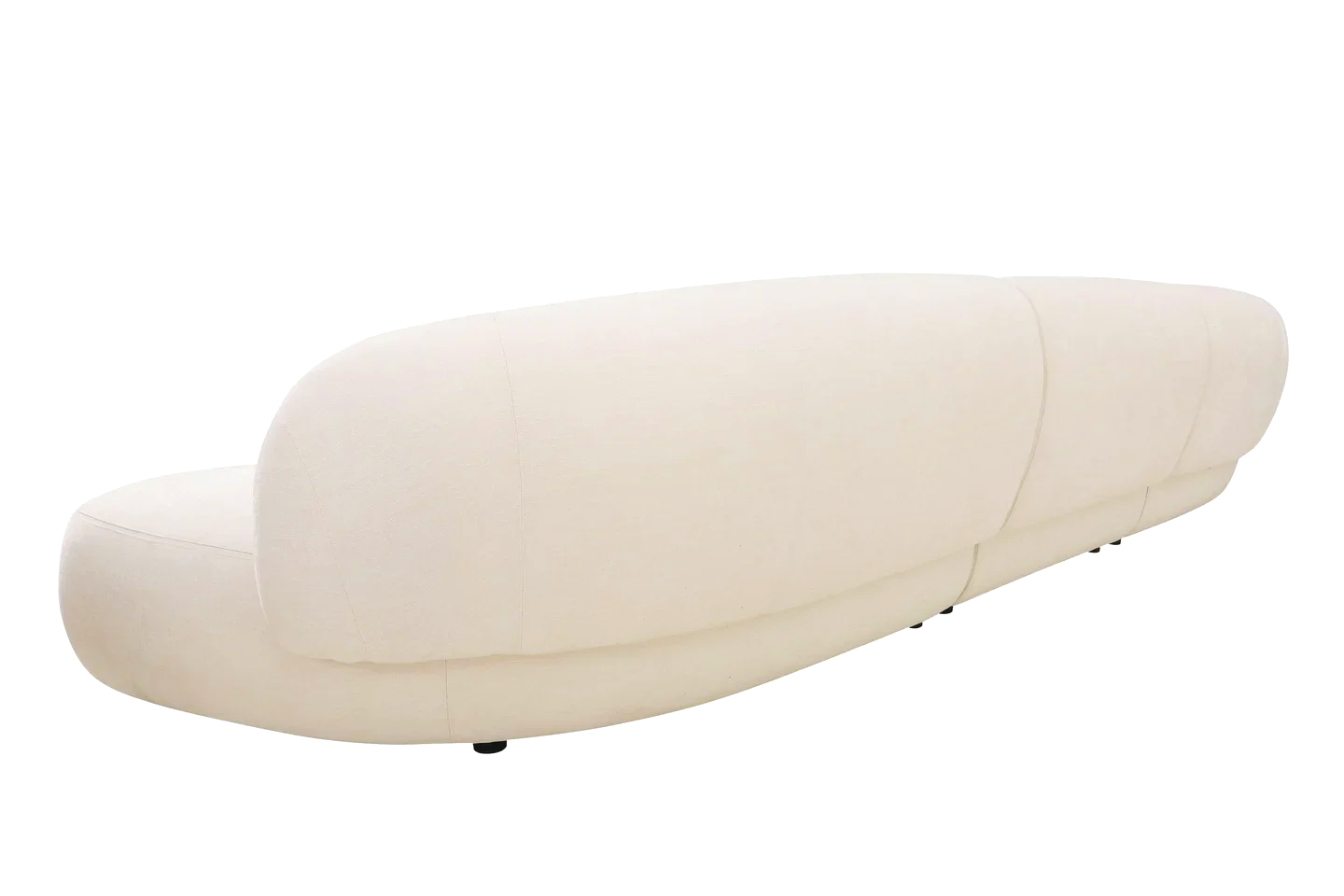 Macro shot of the soft-touch Alabaster Chenille weave on the rounded arm of the Moritz sofa.