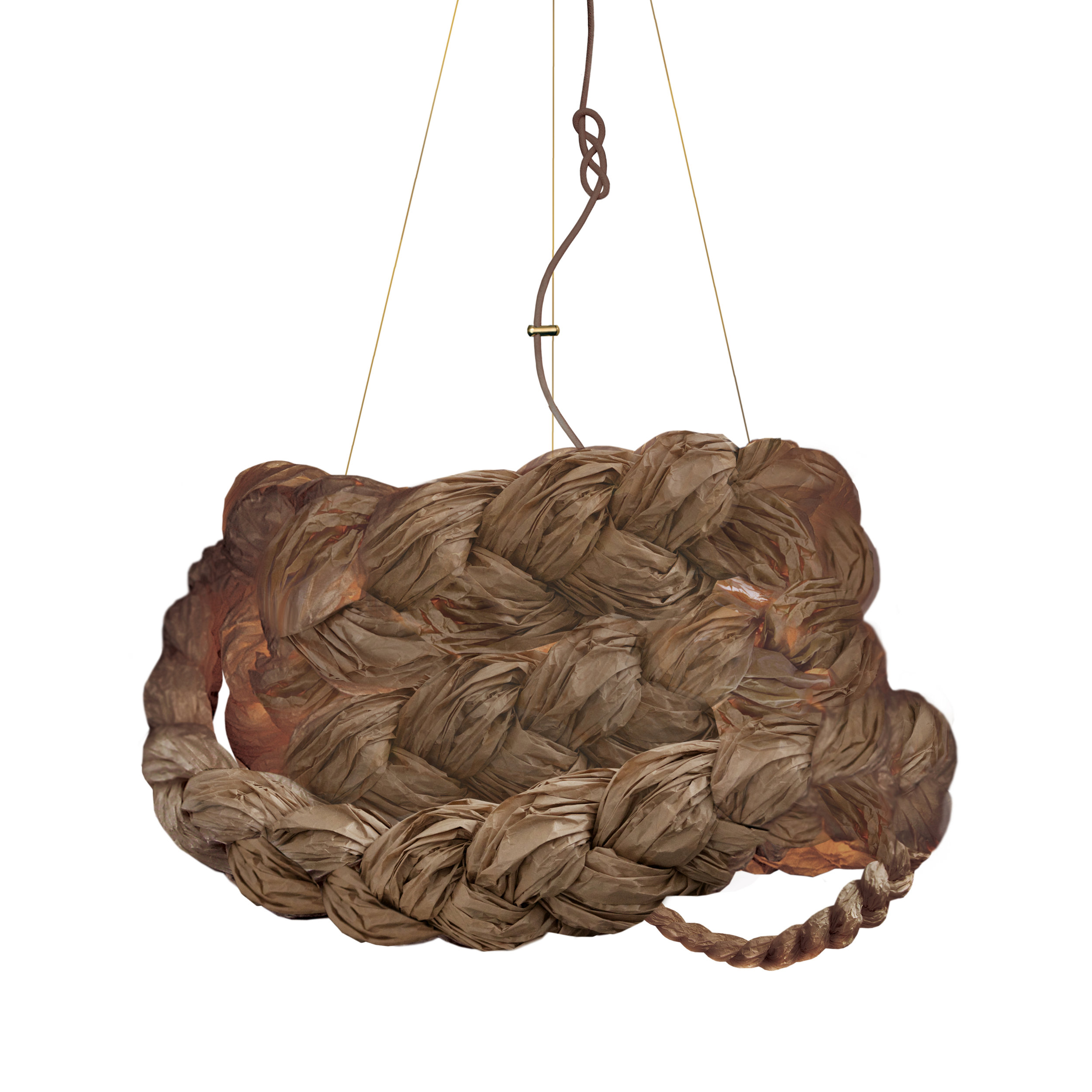 Bride Pendant Light Large- Marie Burgos Collection - 1 - Light Unique / Statement Geometric Pendant - Brown light shade (Copy)