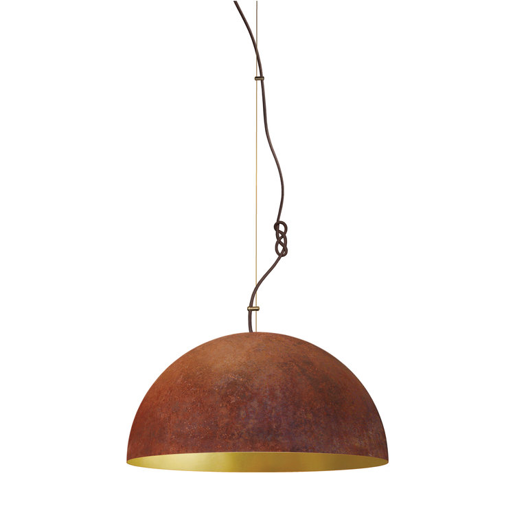 Queen Pendant Light/Medium - Marie Burgos Collection - 1 - Light Single Dome Pendant light in bronze steel and Gold. 