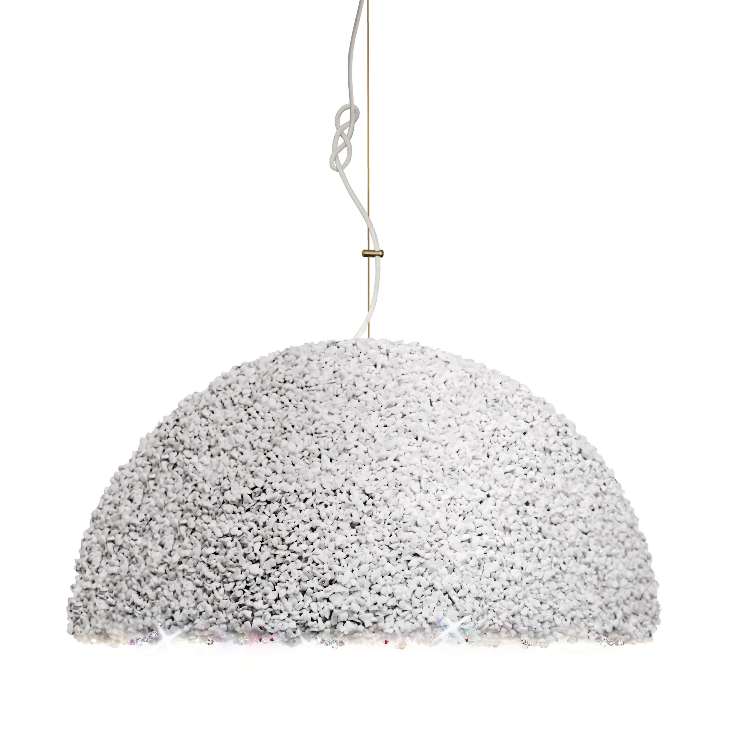 Duchess Pendant Light/Large White - Marie Burgos Collection - 1 - Light Single Dome Pendant - Entirely handmade from Marble and Swarovski crystal.  