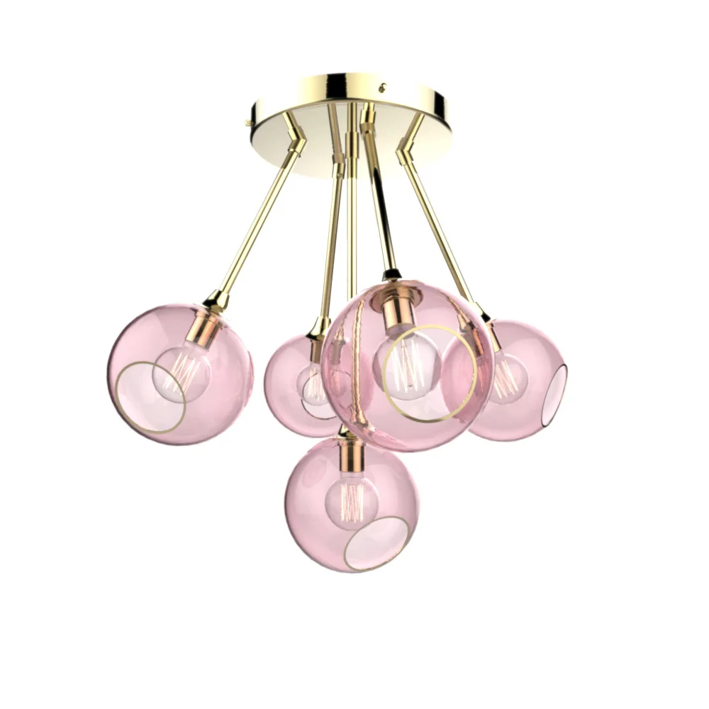 Marie Burgos Collection. Ballroom Molecule Gold/Pink Chandelier Light