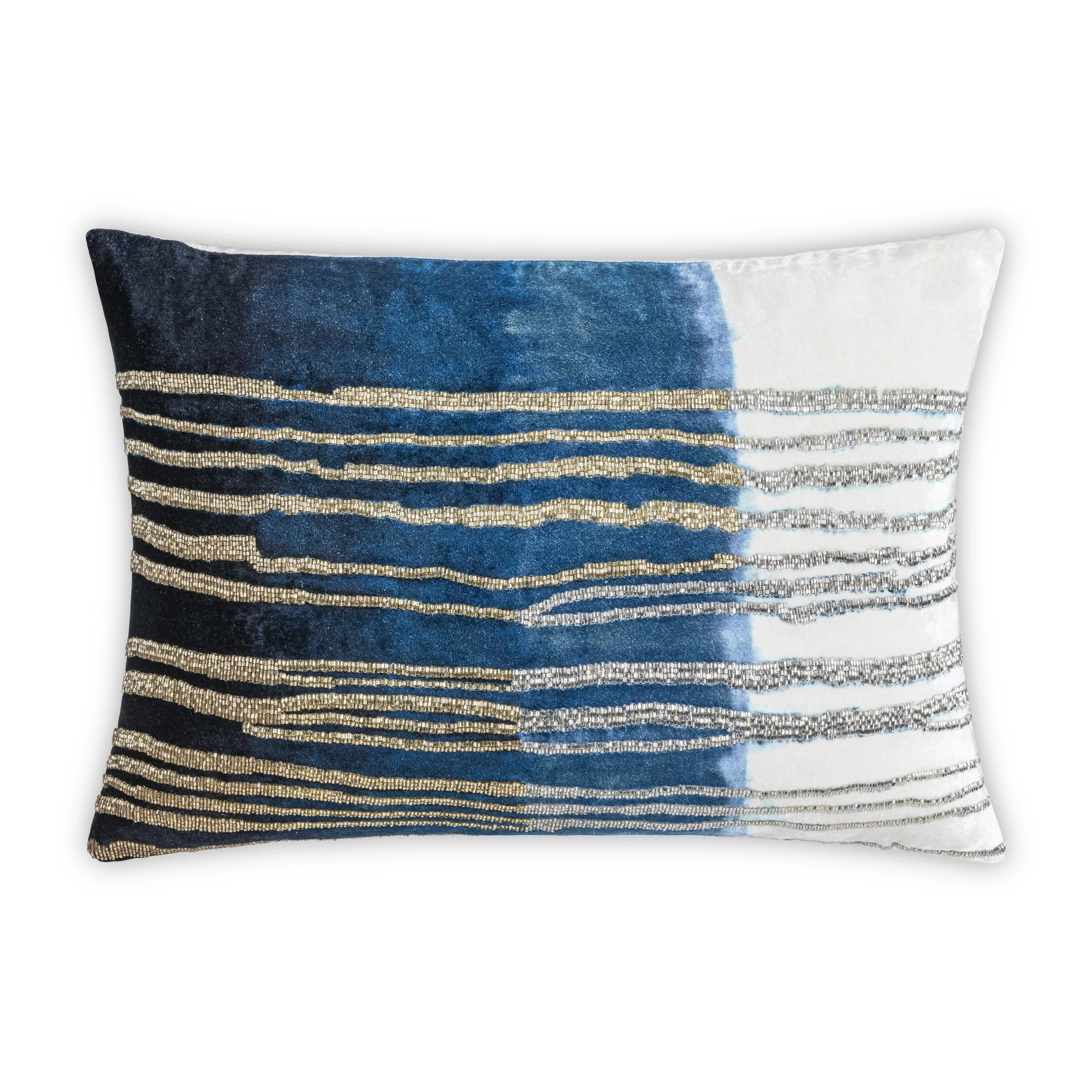 Maia Blue Embroidered Lumbar Pillow