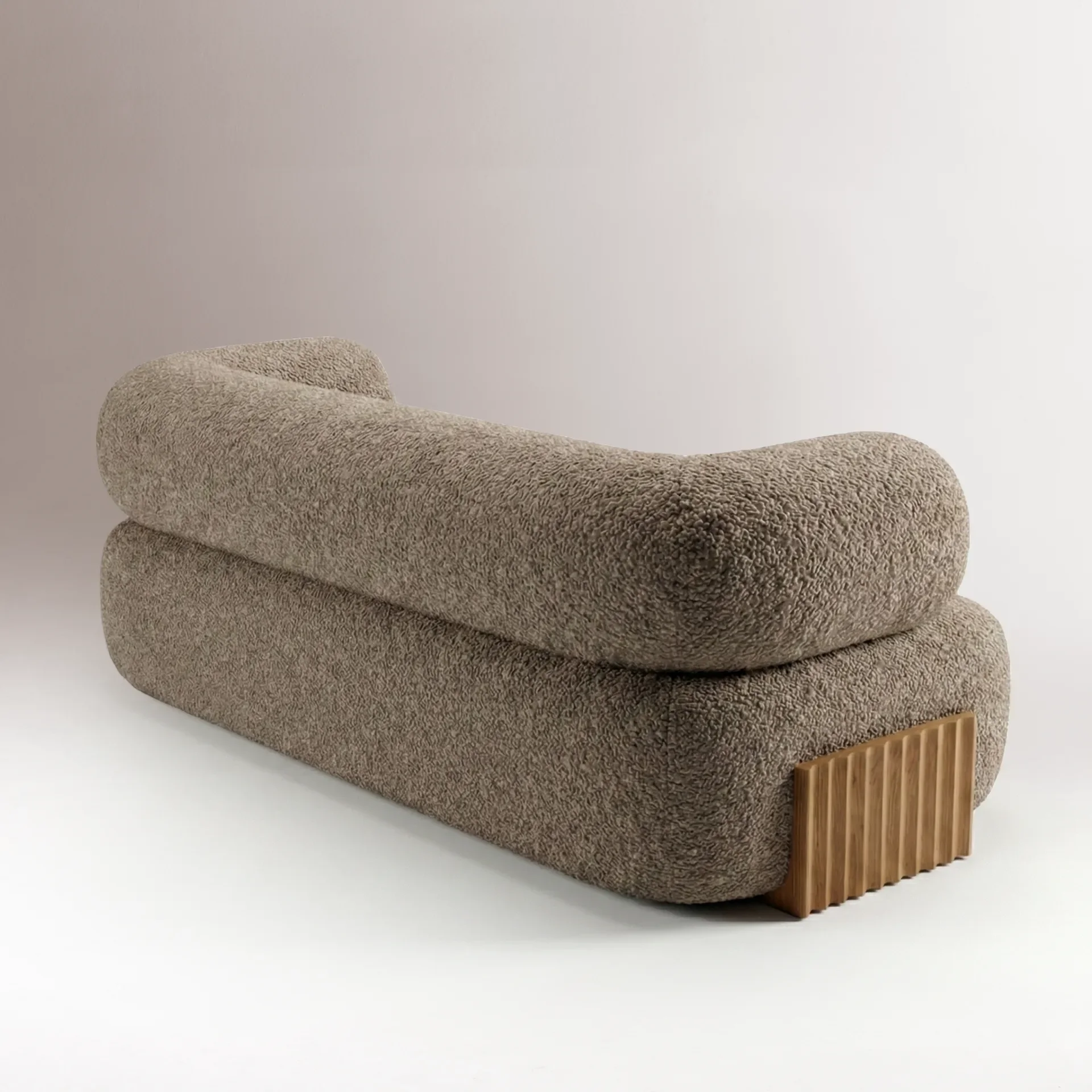 Carmel modern curved sofa in white boucle fabric with sculptural silhouette-side-Marie -Burgos- collection.webp