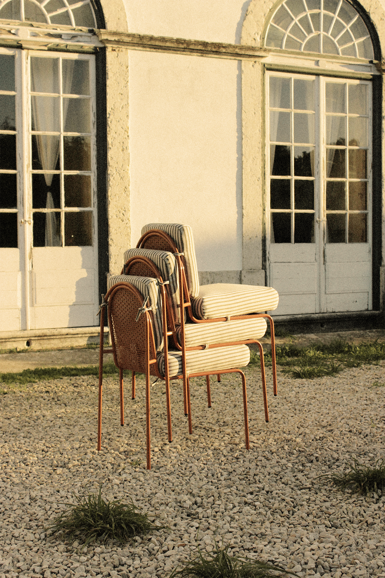 Riviera Stackable Dining Chairs - Terra Cotta & Stripe.webp