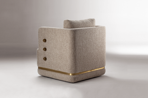 Panorama Armchair - Fine Dune Velvet - Angled Rear View