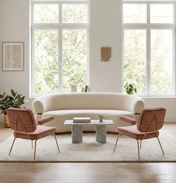 State Armchair with Malibu Curved Sofa and Catus Console Table