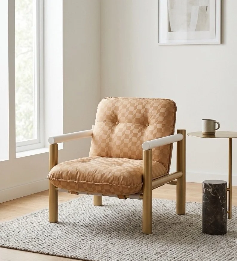 James Armchair - Racer Pink Sand with Butler End Table