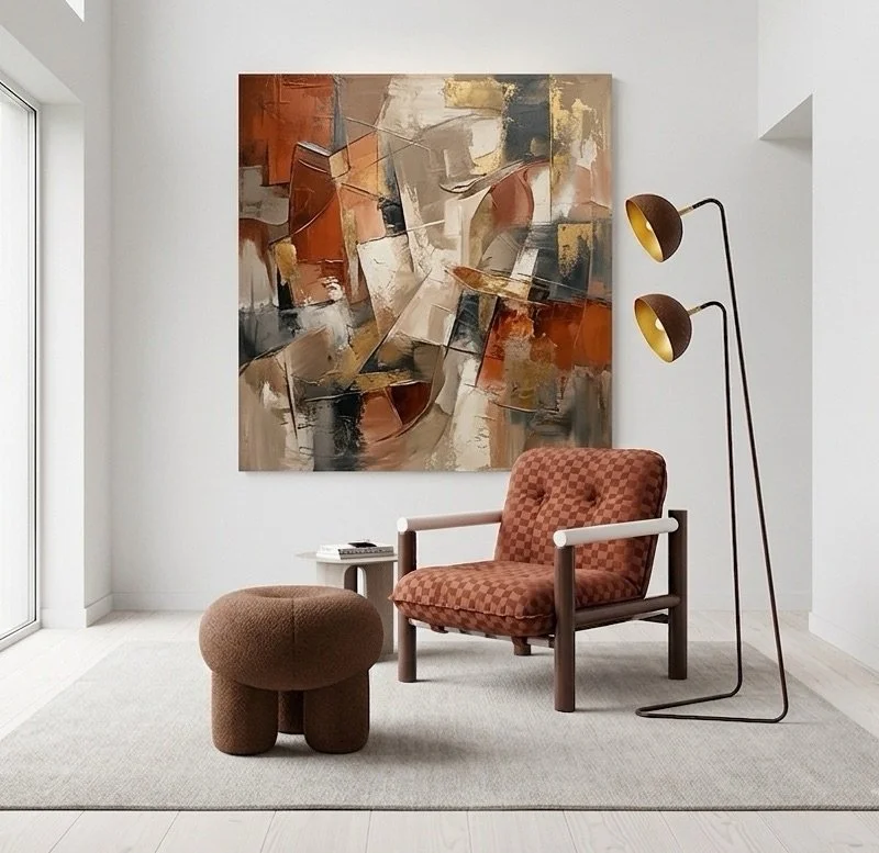 James Armchair - Racer Clove with Queen Floor Double Lamp and Ollie Ottoman