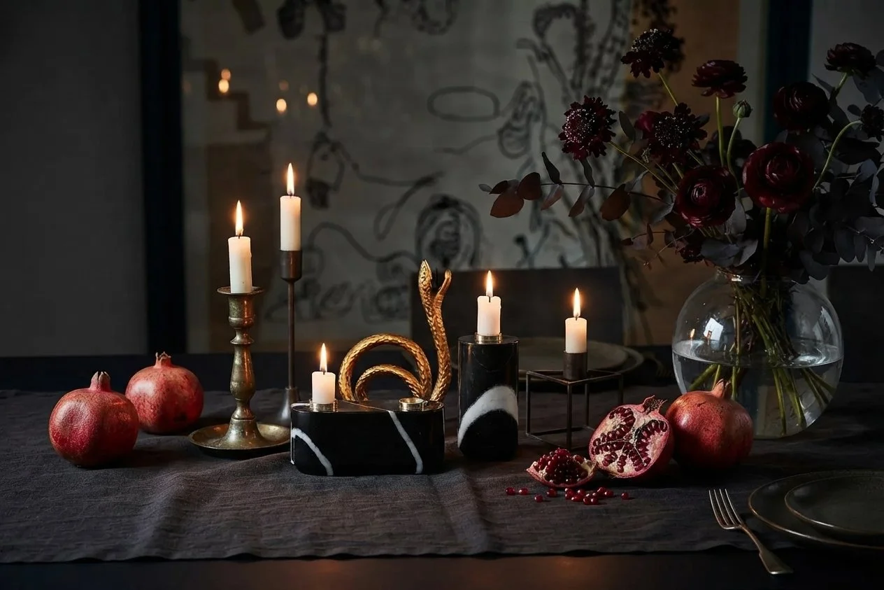 SONS OF MARBLE CANDLE HOLDER in black marble for tablescape