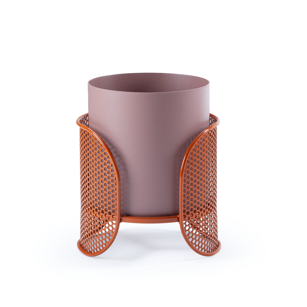 Small Riviera vase with orange perforated base, offering a playful yet refined decorative accent.