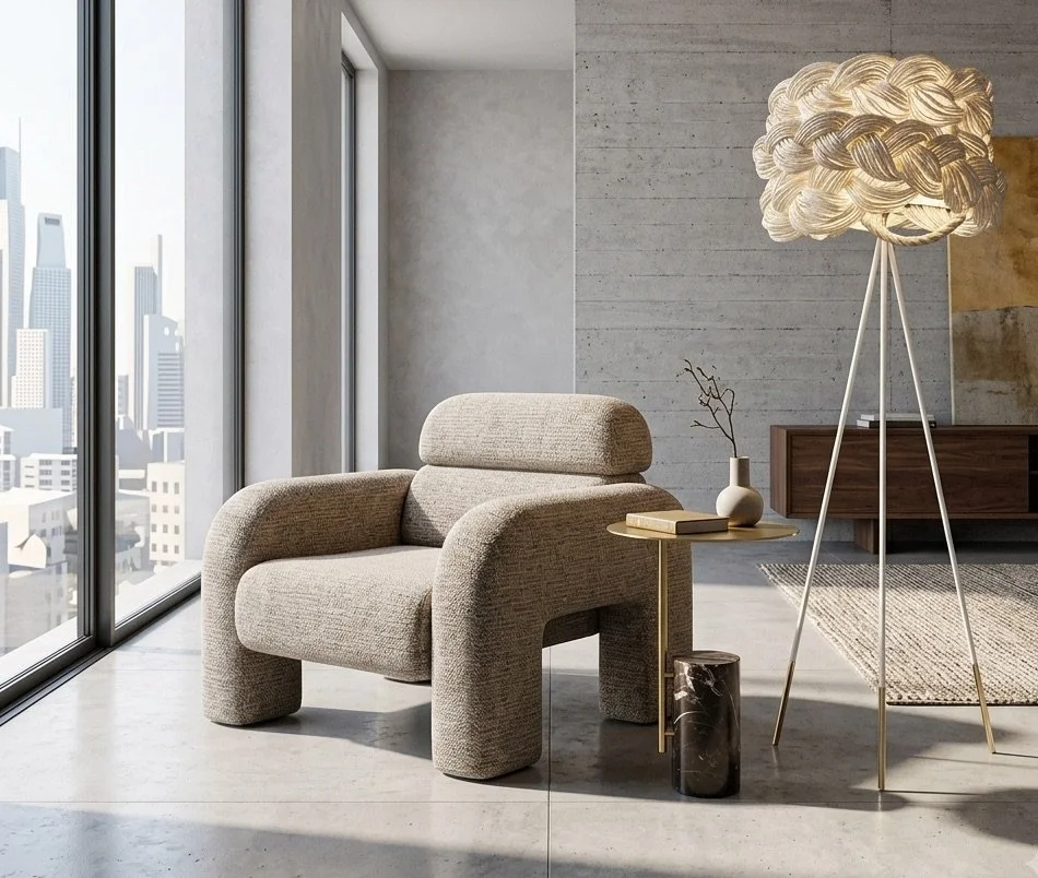 Vertigo Armchair with Butler Table and Bride Floor Lamp.jpeg