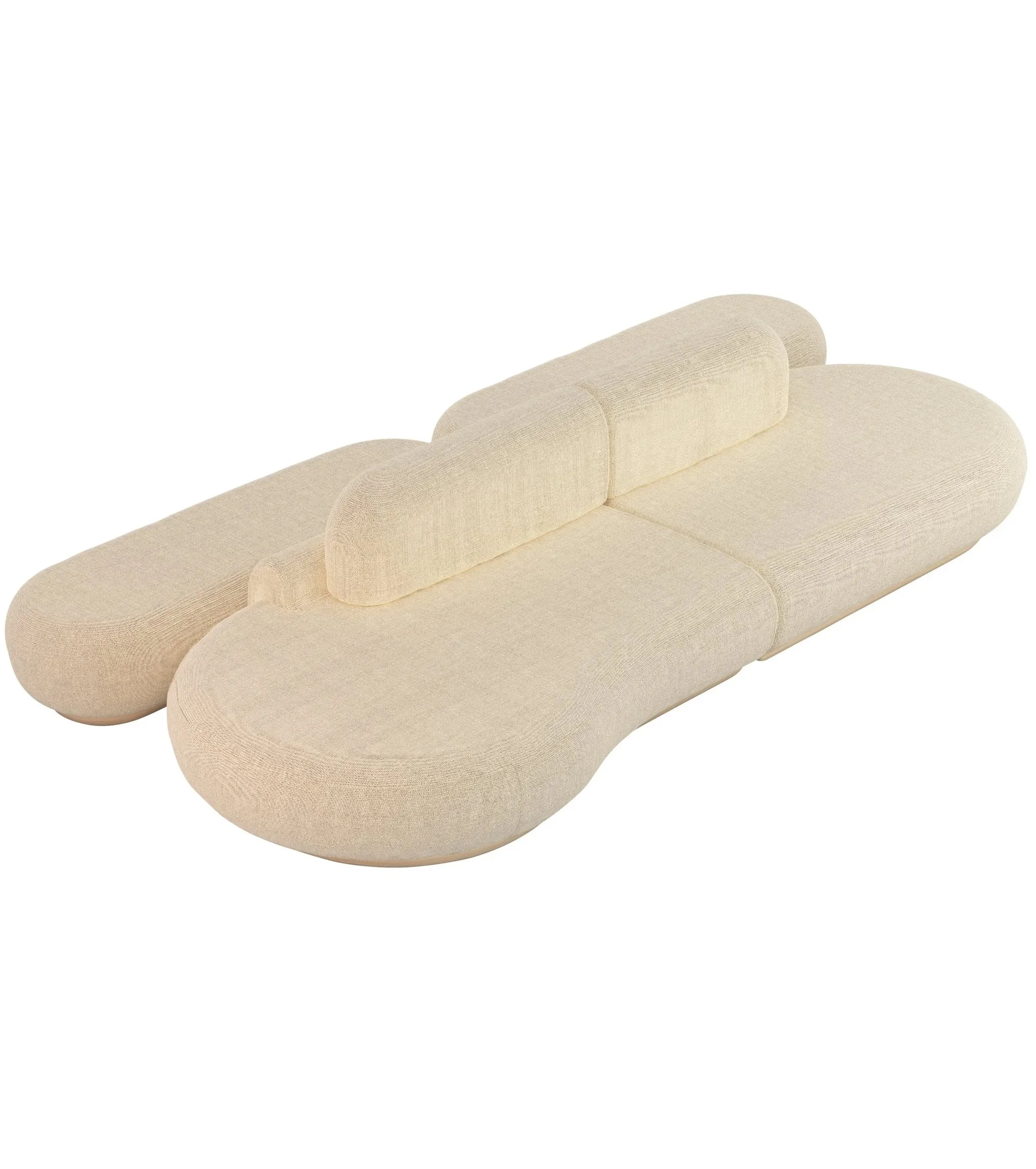 Naked Curve Sectional Sofa - 2 Piece + 2 Pouf