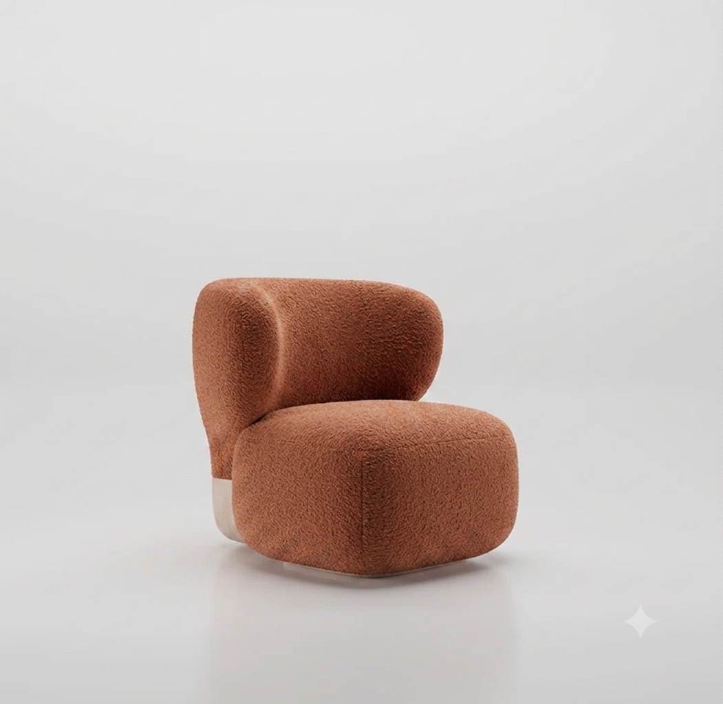 Asawa Lounge Chair - Orange Cotton - Front Side View.png