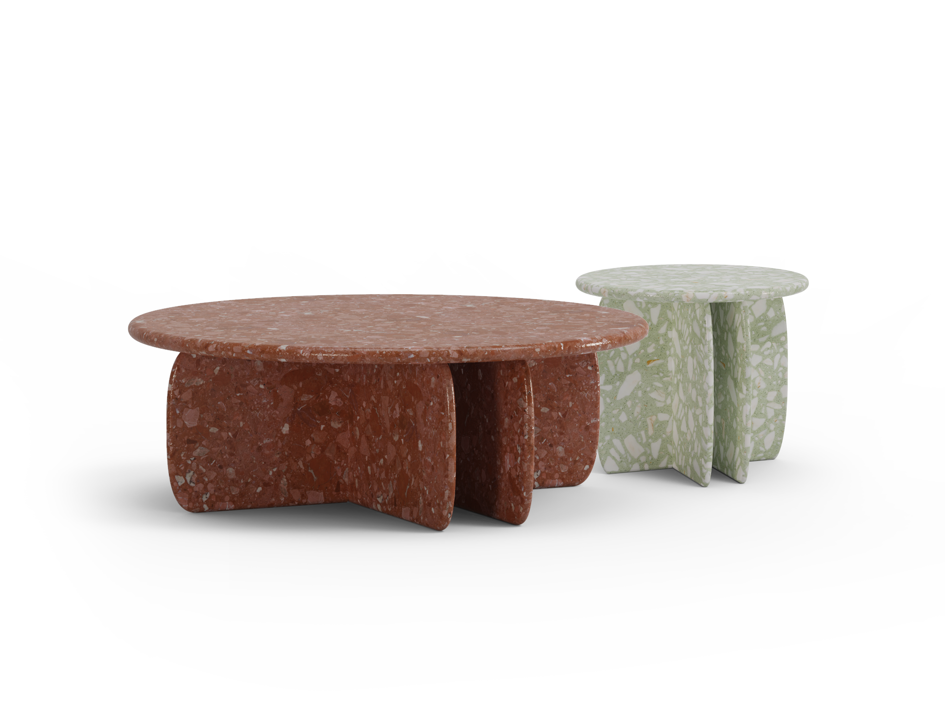 Iconic cactus-inspired base with circular tabletop in stone finish