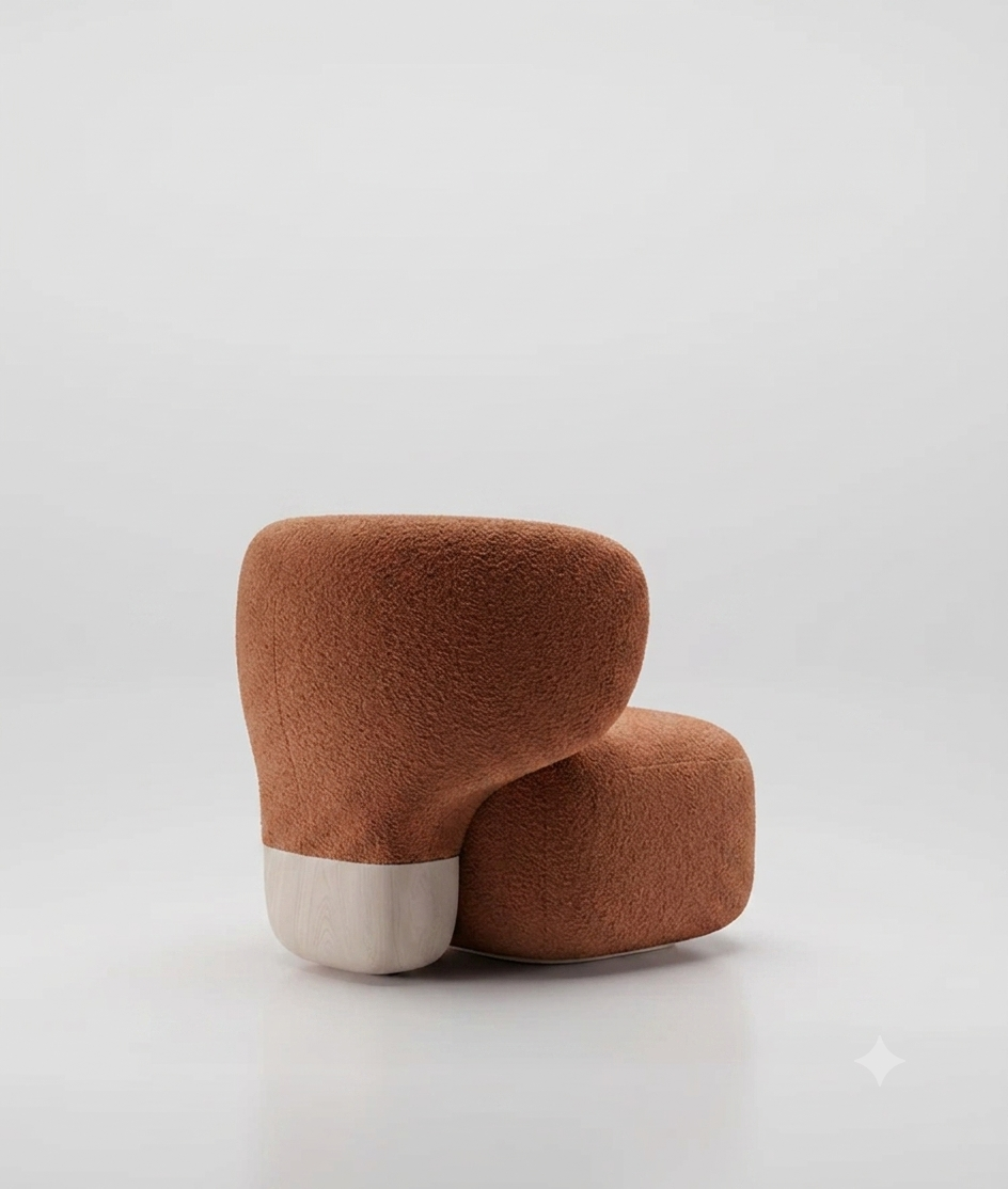 Asawa Lounge Chair - Orange Cotton - Rear View.png