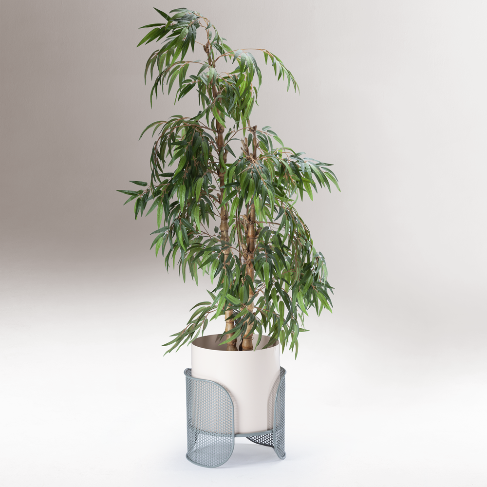 Large Riviera planter with modern silhouette and integrated metal base, perfect for indoor or outdoor greenery.