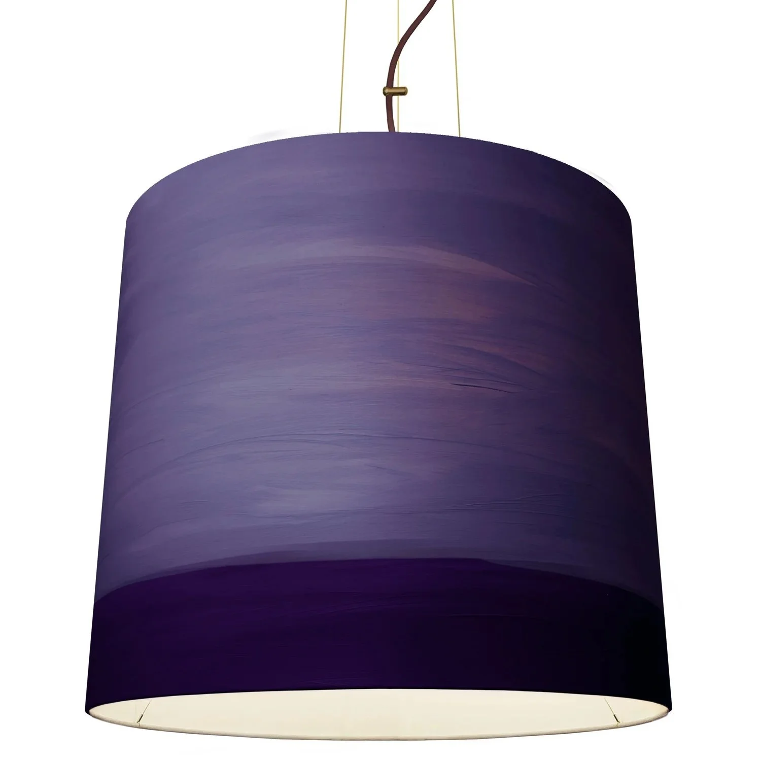 Extra Large Sisters Pendant in Evening. 35-inch deep purple hand-painted canvas light, Marie Burgos Collection