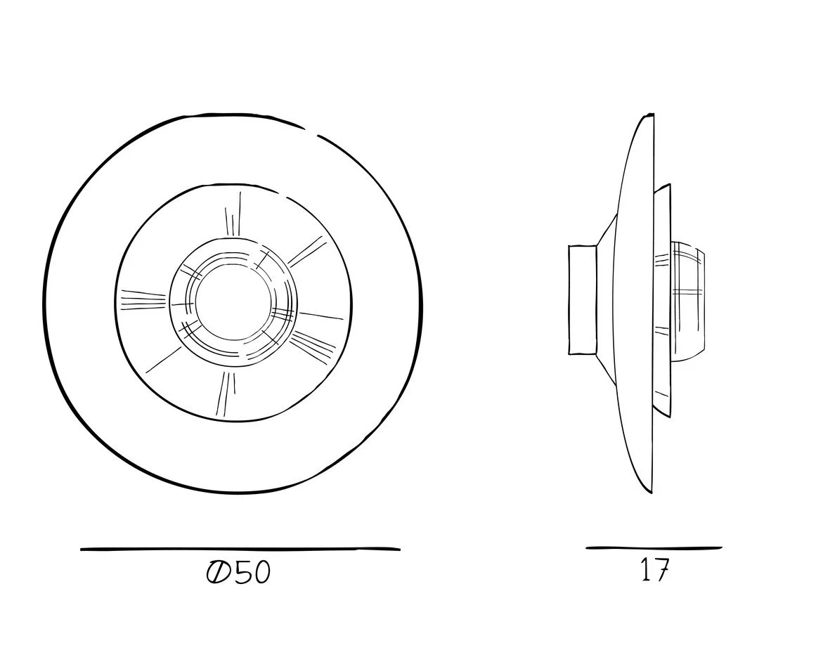 Disco Rama wall sconce dimensions: 19.3 inch diameter, 6.7 inch depth.