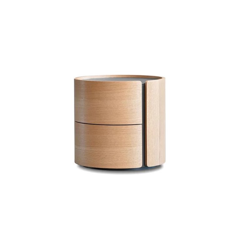 Burrow Night Table - Oak & Black stone top