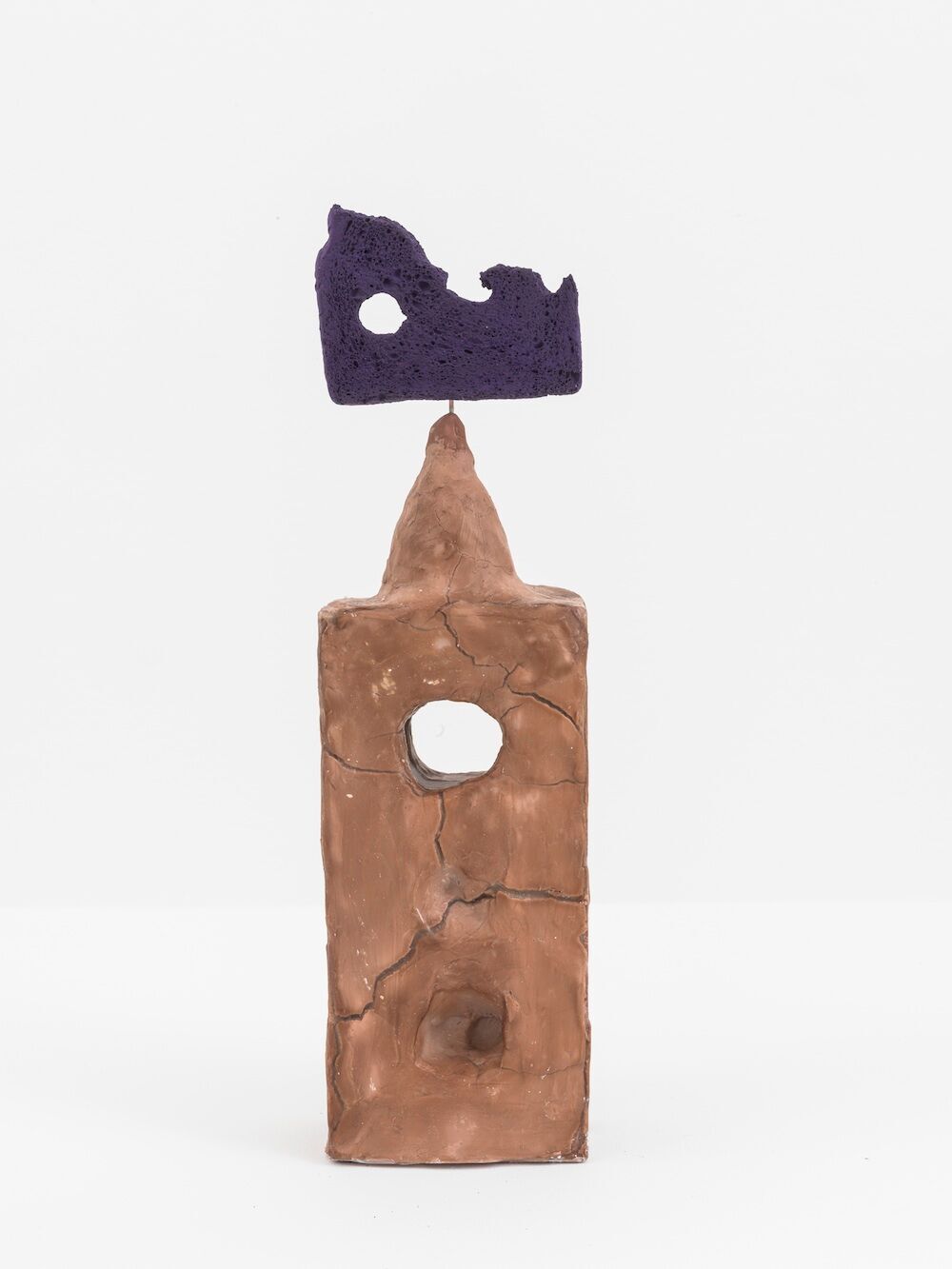 Michelle Segre, Driftloaf (Violet on Clay-Covered Brick), 2015