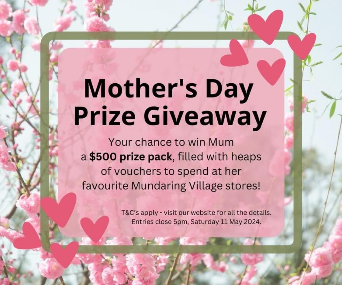 ✴️ WIN WIN WIN ✴️
👉 Mother&rsquo;s Day Prize Giveaway

In the lead up to Mother&rsquo;s Day we are giving you the chance to win an awesome $500 prize pack filled with awesome gift vouchers and surprises just for Mum.

To enter and view full T&amp;C&