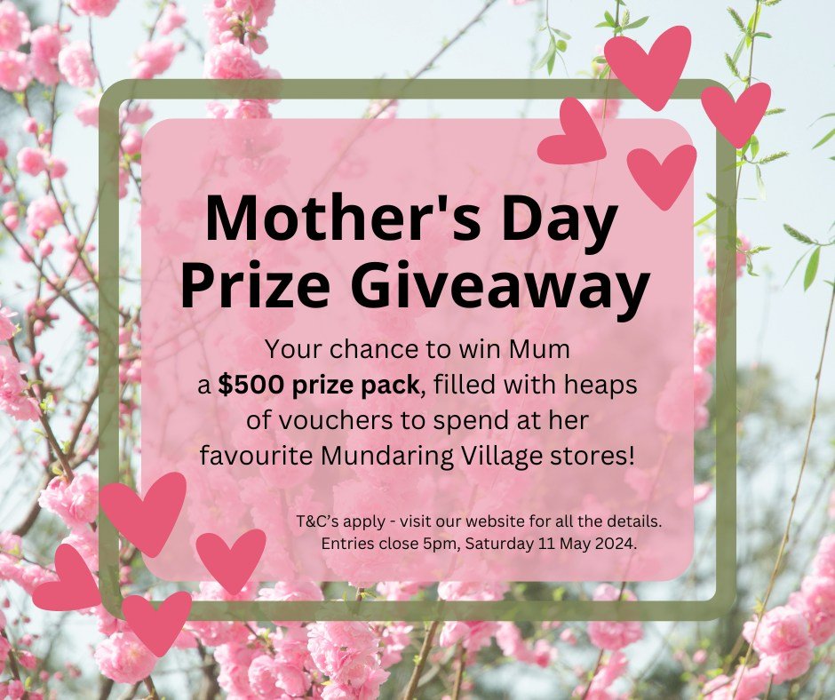 Entries close at 5pm tomorrow - so be quick 👇👇
✴️ WIN WIN WIN ✴️
Mother&rsquo;s Day Prize Giveaway

In the lead up to Mother's Day we are giving you the chance to win an awesome $500 prize pack filled with awesome gift vouchers and surprises just f