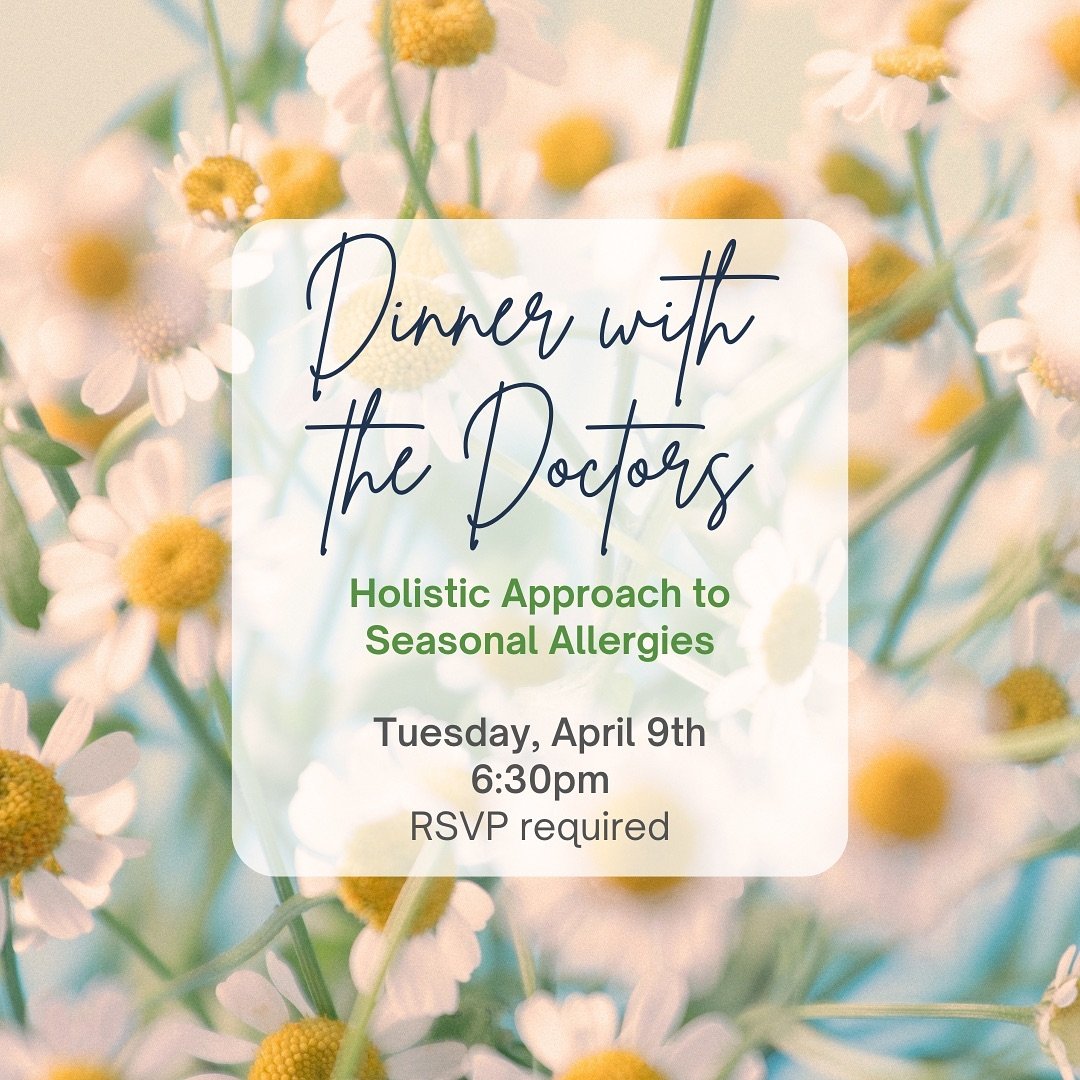 Don&rsquo;t miss Dinner with the Doctors TONIGHT!! 

Join us at 6:30pm to learn a holistic approach to seasonal allergies. Dinner will be served. Hope to see you there! 

Contact the office to RSVP:
📞: 847-486-8000
📧: info@beoptimal.com