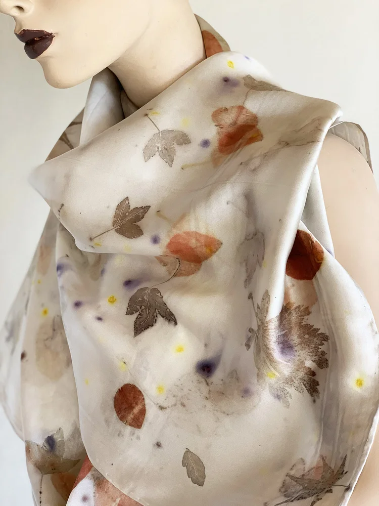 Silk shawl: Leafy Bouquet — Bee Bowen Handcrafted Luxury display picture 1