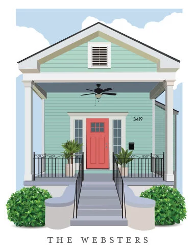 Digitally drawn house portrait