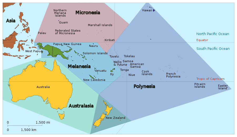 Map of Oceania created by Tintazul distributed under a CC BY-SA 3.0 license