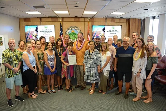 Mayor Victorino proclaimed the week of September 27 &ndash; October 3, 2019 as
&quot;EDWIN &ldquo;EKOLU&rdquo; LINDSEY DAY&quot; throughout the County of Maui, and extend my deepest appreciation and thanks to Ekolu for inspiring and empowering our co