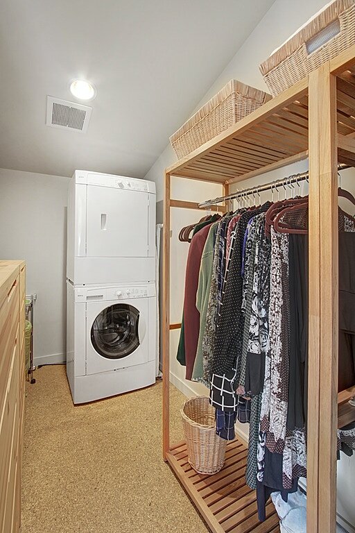  The master closet has laundry in it- there is also a hook up in the guest bedroom and the closet furniture can stay with the home. 
